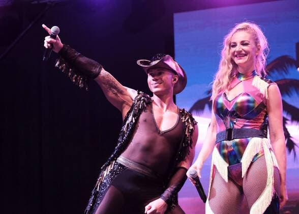 July 27, 2019, Lulworth, Dorset, United Kingdom: Vengaboys Dance pop group performs live on stage during a Camp Bestival festival in Lulworth. Lulworth United Kingdom - ZUMAs197 20190727_zaa_s197_228 Copyright: xDawnxFletcher-Parkx