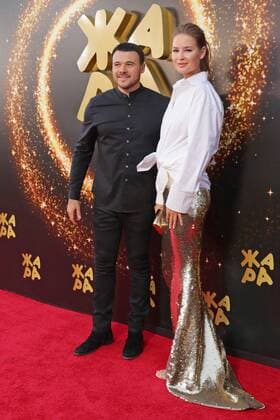 BAKU, AZERBAIJAN - JULY 27, 2019: Singer Emin Agalarov with his wife Alyona Gavrilova at the 2019 Zhara music festival. Vyacheslav Prokofyev TASS  TS0B4B9F