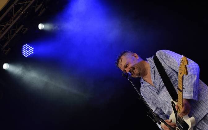 Music festival Heimspiel Knyphausen 26 28 July 2019 , concert of the band Fortuna Ehrenfeld on 28 July 2019 Martin Bechler, singer of the band Fortuna Ehrenfeld, at the music festival Heimspiel Knyphausen 2019 Eltville am Rhein Hessen Germany Draiser Hof