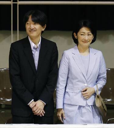 Japanese crown prince in Kagoshima Japanese Crown Prince Fumihito and Crown Princess Kiko arrive at the venue for the national inter-high school fencing championships in Kirishima in Kagoshima Prefecture, southwestern Japan, on July 29, 2019. 