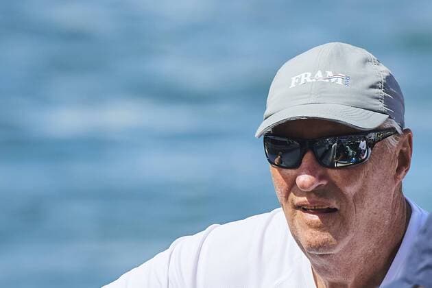 July 29, 2019, Palma, Baleares, Spain: King Harald V of Norway on board of Fram XVIII during the 38th Copa Del Rey Mapfre Sailing Cup at Real Club Nautico on July 29, 2019 in Palma, Spain Palma Spain  - ZUMAg15_ 20190729_zaf_g15_002 Copyright: xJackxAbuinx