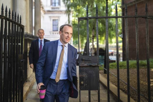 July 29, 2019, London, London, UK: London, UK. Foreign Secretary Dominic Raab arrives on Downing Street for the first Brexit Ã War Cabinet of Boris Johnsons Prime Ministership. London UK  - ZUMAl94_ 20190729_zaf_l94_015 Copyright: xRobxPinneyx