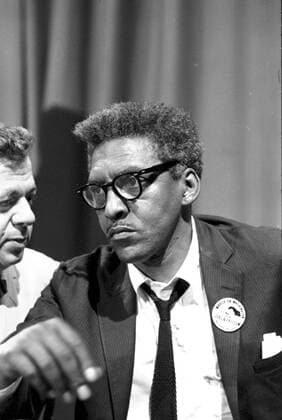 Bayard Rustin Bayard Rustin (1912-1987), American civil rights activist. Rustin in the Statler Hotel at a news briefing on the Civil Rights March on Washington, DC, USA, 27 August 1963. Photographer: Warren K Leffler. Copyright: xPhoto12 AnnxRonanxPicturexLibraryx ARP15A01153
