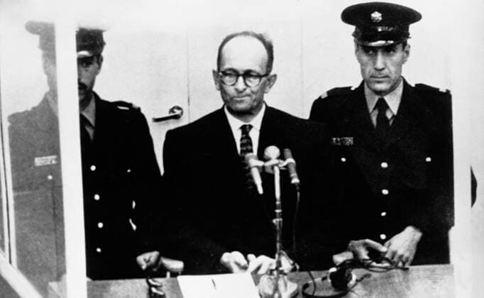 IMAGO History, Zweiter Weltkrieg: 1939 - 1945 Photograph of Adolf Eichmann on trial Photograph of Adolf Eichmann on trial. Otto Adolf Eichmann (1906-1962) German Nazi SS-ObersturmbannfÃ¼hrer and one of the major organisers of the Holocaust. Dated 1961 Copyright: xPhoto12 AnnxRonanxPicturexLibraryx ARP17A12307