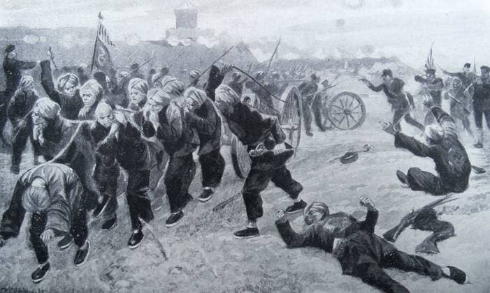 A scene from the First Sino-Japanese War Engraving depicting a scene from the First Sino-Japanese War. Dated 1894 Copyright: xPhoto12 AnnxRonanxPicturexLibraryx ARP17A22324