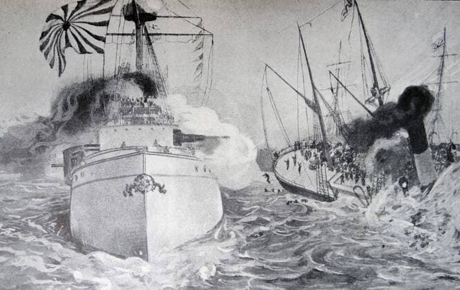 Sinking of the Chinese ship the Kowshing Sinking of the Chinese ship the Kowshing; at the Battle of Pungdo or Feng-Tao; the first naval battle of the First Sino-Japanese War. It took place on 25 July 1894 Copyright: xPhoto12 AnnxRonanxPicturexLibraryx ARP17A25484