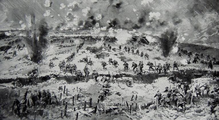 The Battle of Messines. The Battle of Messines (7â€“14 June 1917) Note 1 was an offensive conducted by the British Second Army, under the command of General Herbert Plumer, on the Western Front near the village of Messines in Belgian West Flanders during the First World War. Copyright: xPhoto12 AnnxRonanxPicturexLibraryx ARP18A02293