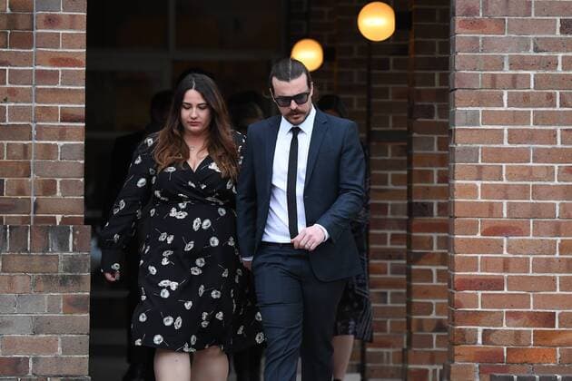 LUCAS FOWLER MEMORIAL SERVICE, The family of Lucas Fowler leave following a memorial service at Turramurra Uniting Church in Sydney, Friday, August, 2, 2019. Australian tourist Lucas Fowler who, along with his American girlfriend Chynna Deese, was shot dead and left on the side of a British Columbia highway. ( NO ARCHIVING, EDITORIAL USE ONLY, NO USE IN BOOKS WITHOUT CONSENT SYDNEY NSW AUSTRALIA  Copyright: xDEANxLEWINSx 20190802001411548608