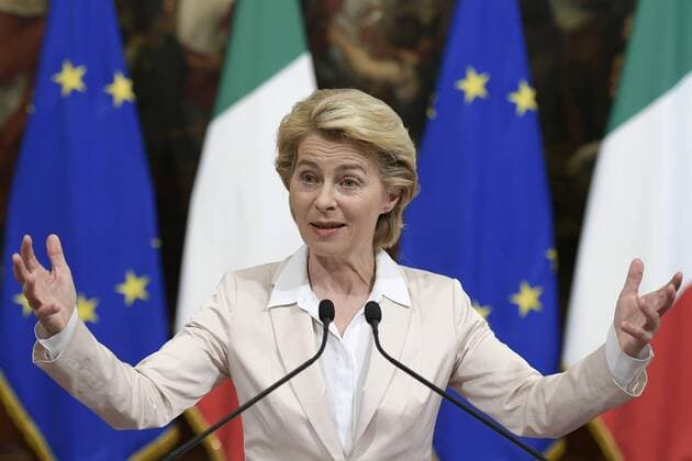 The President of the European Commission Ursula von der Leyen during the meeting with the Prime Minister at Palazzo Chigi (Luigi Mistrulli Fotogramma, Rome - 2019-08-02) p.s. la foto e utilizzabile nel rispetto del contesto in cui e stata scattata, e senza intento diffamatorio del decoro delle persone rappresentate  Copyright: xLuigixMistrullix xFOTOGRAMMAx