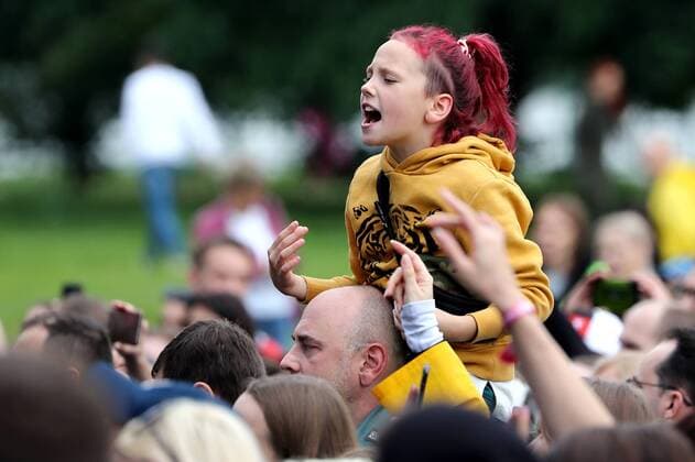 MOSCOW, RUSSIA - AUGUST 3, 2019: A girl attends the 2019 Afisha Picnic music festival at Moscow s Kolomenskoye Museum-Reserve. Anton Novoderezhkin TASS  TS0B5541
