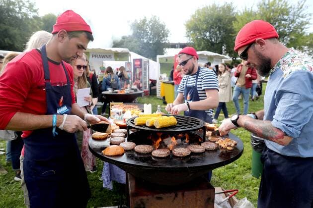 MOSCOW, RUSSIA - AUGUST 3, 2019: A Prawns cafe at the 2019 Afisha Picnic music festival at Moscow s Kolomenskoye Museum-Reserve. Anton Novoderezhkin TASS  TS0B5557