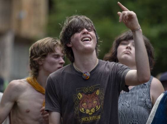 August 2, 2019, Happy Valley, Oregon, U.S: People in the audience dance and gesture as they watch Help perform at Pickathon Music festival in Happy Valley Oregon August 2, 2019. Happy Valley U.S. - ZUMAb190 20190802_znp_b190_042 Copyright: xNataliexBehringx