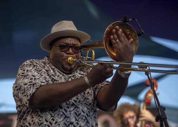 August 3, 2019, Happy Valley, Oregon, U.S: The Preservation Hall Jazz Band s Ronell Johnson performs at Pickathon usic festival in Happy Valley Oregon August 3, 2019. Happy Valley U.S. - ZUMAb190 20190803_znp_b190_020 Copyright: xNataliexBehringx