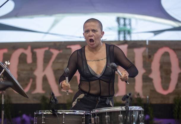 August 3, 2019, Happy Valley, Oregon, U.S: Bodega s drummer Tai Lee performs at Pickathon Music festival in Happy Valley Oregon August 3, 2019. Happy Valley U.S. - ZUMAb190 20190803_znp_b190_037 Copyright: xNataliexBehringx