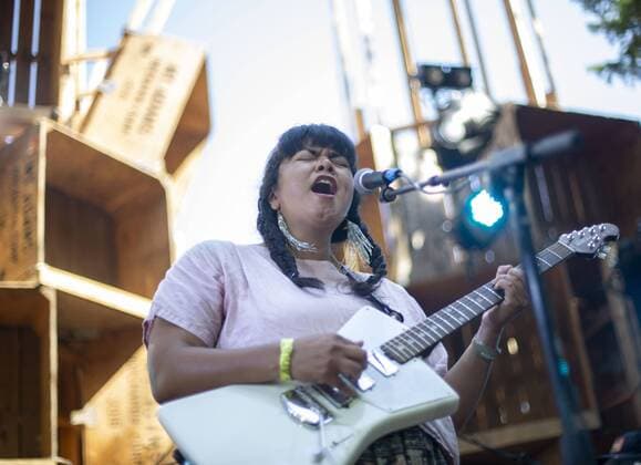 August 4, 2019, Happy Valley, Oregon, U.S: Balk Belt Eagle Scout aka Katherine Paul performs at Pickathon Music festival in Happy Valley Oregon August 4, 2019. Paul identifies as a Ã’radical indigenous queer feminist. Happy Valley U.S. - ZUMAb190 20190804_znp_b190_023 Copyright: xNataliexBehringx