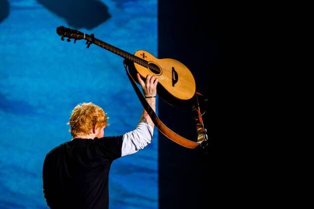 Hungary: Ed Sheeran performs on stage Edward Christopher Sheeran, English singer, songwriter, guitarist, record producer, and actor, performs during the first day of Sziget Festival in Budapest. His concert is the biggest sold out in the whole history of this festival. Budapest Hungary Sziget Festival  LuigixRizzo