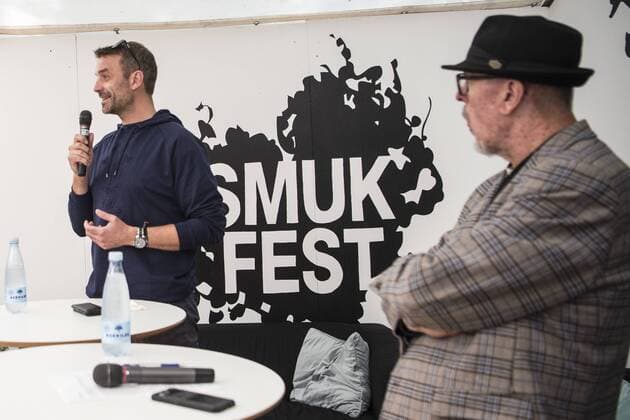 The festivals directors, Soren Eskildsen and spokesman, Poul Martin Bonde, give status at this years festival at a press conference at Smukfest on Sunday, August 11, 2019, Skanderborg Denmark,  Copyright: HellexArensbak HellexArensbakx cop200 spdk20190811-135949-L