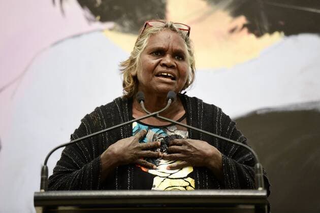 ARCHIBALD PEOPLE?S CHOICE AWARD, Aboriginal Elder Daisy Tjuparntarri Ward speaks to the media during the announcement of the 2019 Archibald People s Choice award winner at the Art Gallery of NSW in Sydney, Wednesday, August 14, 2019. David Darcy s portrait of Daisy, Tjuparntarri - Women s Business , has won the 2019 Archibald People s Choice award. ( NO ARCHIVING, EDITORIAL USE ONLY, NO USE IN BOOKS WITHOUT CONSENT SYDNEY NSW AUSTRALIA  Copyright: xBIANCAxDExMARCHIx 20190814001413263653