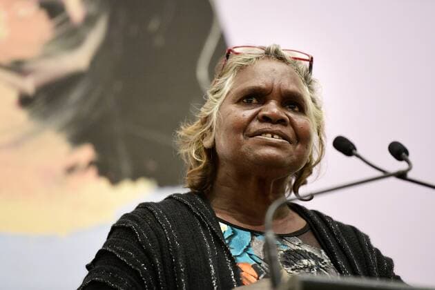 ARCHIBALD PEOPLE?S CHOICE AWARD, Aboriginal Elder Daisy Tjuparntarri Ward speaks to the media during the announcement of the 2019 Archibald People s Choice award winner at the Art Gallery of NSW in Sydney, Wednesday, August 14, 2019. David Darcy s portrait of Daisy, Tjuparntarri - Women s Business , has won the 2019 Archibald People s Choice award. ( NO ARCHIVING, EDITORIAL USE ONLY, NO USE IN BOOKS WITHOUT CONSENT SYDNEY NSW AUSTRALIA  Copyright: xBIANCAxDExMARCHIx 20190814001413263629