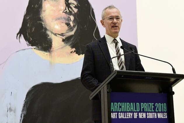 ARCHIBALD PEOPLE?S CHOICE AWARD, Director of the Art Gallery of NSW Michael Brand speaks to the media during the announcement of the 2019 Archibald People s Choice award winner at the Art Gallery of NSW in Sydney, Wednesday, August 14, 2019. David Darcy s portrait of Daisy, Tjuparntarri - Women s Business , has won the 2019 Archibald People s Choice award. ( NO ARCHIVING, EDITORIAL USE ONLY, NO USE IN BOOKS WITHOUT CONSENT SYDNEY NSW AUSTRALIA  Copyright: xBIANCAxDExMARCHIx 20190814001413268523