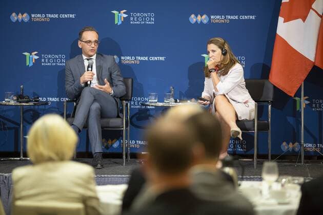Federal Foreign Minister Heiko Maas, SPD, together with Canadas Foreign Minister Chrystia Freeland, will take part in an event entitled Canada Germany and Joint Commitment to Multilateralism, Toronto Canada 14 08 2019 Copyright: xThomasxImo photothek.netx