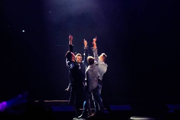 BEIJING, CHINA - AUGUST 13: Irish singer songwriter Shane Filan, Irish singer songwriter Markus Feehily (aka Mark Feehily), Irish singer multi-instrumentalist songwriter Kian Egan and Irish singer songwriter Nicky Byrne of Irish pop vocal group Westlife perform during their concert The Twenty Tour at Cadillac Arena on August 13, 2019 in Beijing, China.  Copyright: xVCGx CFP111231137692
