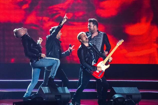 BEIJING, CHINA - AUGUST 13: Irish singer songwriter Shane Filan, Irish singer songwriter Markus Feehily (aka Mark Feehily), Irish singer multi-instrumentalist songwriter Kian Egan and Irish singer songwriter Nicky Byrne of Irish pop vocal group Westlife perform during their concert The Twenty Tour at Cadillac Arena on August 13, 2019 in Beijing, China.  Copyright: xVCGx CFP111231137667