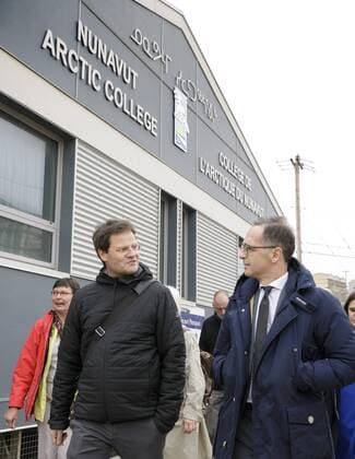 Federal Foreign Minister Heiko Maas, SPD, and the Director of the Max Planck Institute for Meteorology, Prof Dr Markus Rex, go through Iqaluit Canada 14 08 2019 Iqaluit Canada Copyright: xThomasxImo photothek.netx