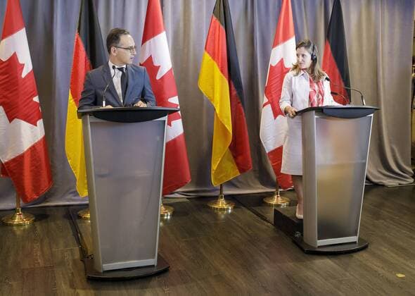 Federal Foreign Minister Heiko Maas, SPD, at a PK with the Foreign Minister of Canada, Chrystia Freeland Toronto, 14 08 2019 Toronto Canada Copyright: xThomasxImo photothek.netx