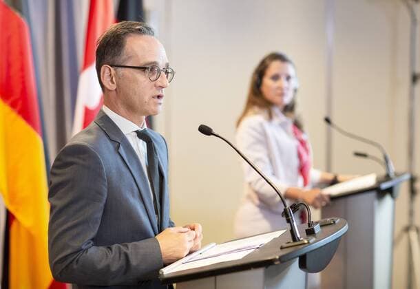 Federal Foreign Minister Heiko Maas, SPD, at a PK with the Foreign Minister of Canada, Chrystia Freeland Toronto, 14 08 2019 Toronto Canada Copyright: xThomasxImo photothek.netx