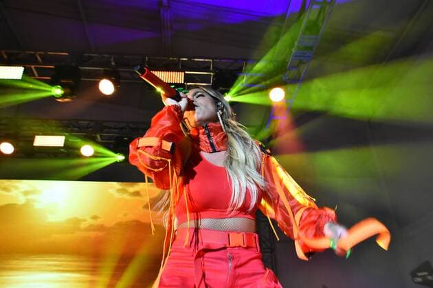 Urban Decay Launch Party - Arrivals MEXICO CITY, MEXICO - AUGUST 15: Singer Karol G performs during Urban Decay cosmetics Launch at Galeria Luis Adelantado on August 15, 2019 in Mexico City, Mexico  Copyright: xCarlosxTischlerx EYE0900