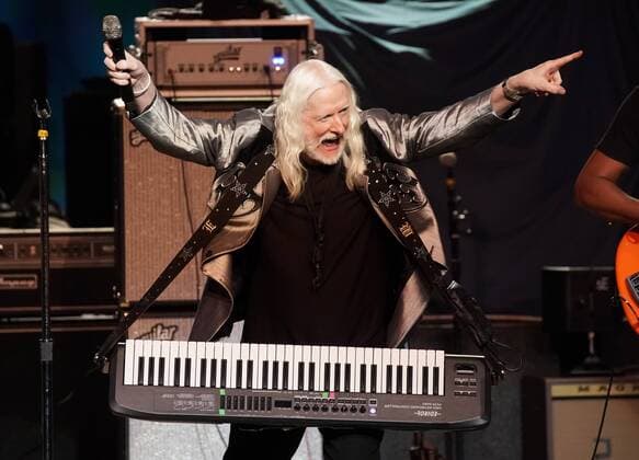 The Edgar Winter Band performs at the 50th anniversary of the Woodstock Music Festival at Bethel Woods Center For The Arts on Friday, August 16, 2019 in Bethel, New York. Woodstock was a music festival held August 15Ð18, 1969, which attracted an audience of more than 400,000 and is widely regarded as a pivotal moment in popular music history.  NYP20190816164 JOHNxANGELILLO