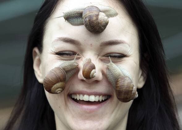 Entertainment Themen der Woche KW34 News Bilder des Tages GRODNO REGION, BELARUS - AUGUST 20, 2019: Viktoria Rabkova, a co-founder of the Ratov snail farm in the village of Dolginovo, Karelichy District. The farm was founded in 2014 by Vladimir and Viktoria Rabkov, a married couple; they breed edible species of snails, including Helix Pomatia, Helix Aspersa Maxima, and Helix Aspersa Muller. Natalia Fedosenko TASS  TS0B71CD