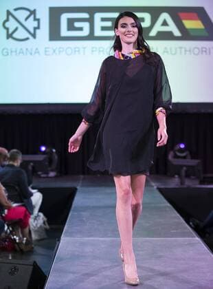 (190820) -- TORONTO, Aug. 20, 2019 -- A model presents a creation during the fashion show of the 2019 Apparel Textile Sourcing Canada trade show in Toronto, Canada, on Aug. 20, 2019. The fashion show displayed the latest designs from dozens of fashion brands around the world on Tuesday. (Photo by Xinhua) CANADA-TORONTO-APPAREL TEXTILE SOURCING TRADE SHOW-FASHION ZouxZheng 