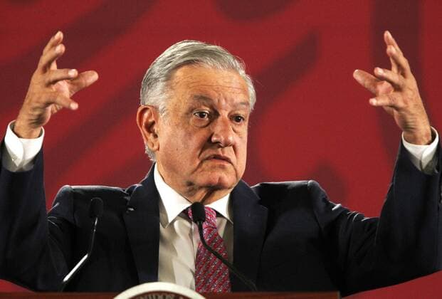 The president of Mexico, Andres Manuel Lopez Obrador, offers his morning press conference at the National Palace, in Mexico City, Mexico, 22 August 2019. Lopez Obrador denounced on Thursday that the opposition has undertaken a legal sabotage against the new airport of Santa Lucia through a hundred judicial shelters seeking to stop its construction. President of Mexico denounces a legal sabotage against the new airport !ACHTUNG: NUR REDAKTIONELLE NUTZUNG!  Copyright: xMarioxGuzmánx MEX952 20190822-637020920305431613