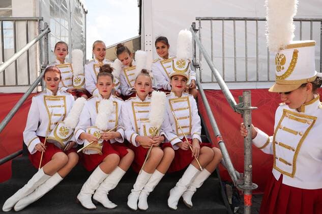MOSCOW, RUSSIA - AUGUST 23, 2019: Participants in the Spasskaya Tower Festival of Children s Wind Bands perform at the Children Playground in Red Square as part of the 12th Spasskaya Tower International Military Music Festival. Mikhail Tereshchenko TASS  TS0B77DD
