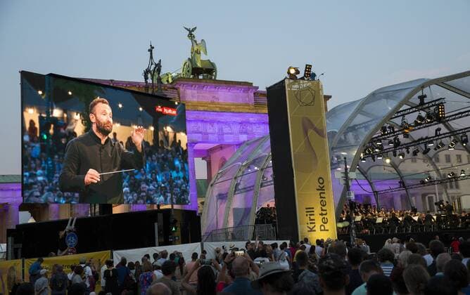 Open air concert with Beethovens 9 Symphony with the new Chief Conductor of the Berlin Philharmonic Kirill Petrenko at the Brandenburg Gate in Berlin on 24 August 2019 Open air concert with Kirill Petrenko at the Brandenburg Gate