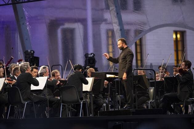 Open air concert with Beethovens 9 Symphony with the new Chief Conductor of the Berlin Philharmonic Kirill Petrenko at the Brandenburg Gate in Berlin on 24 August 2019 Open air concert with Kirill Petrenko at the Brandenburg Gate