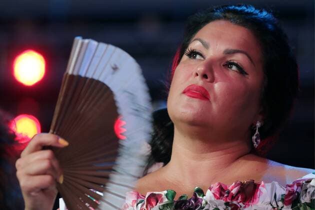 SOCHI, RUSSIA - AUGUST 25, 2019: Operatic soprano Anna Netrebko attends a concert held to mark the upcoming 65th birthday of composer Igor Krutoy as part of the 2019 New Wave Song Contest. Vyacheslav Prokofyev TASS  TS0B7E62