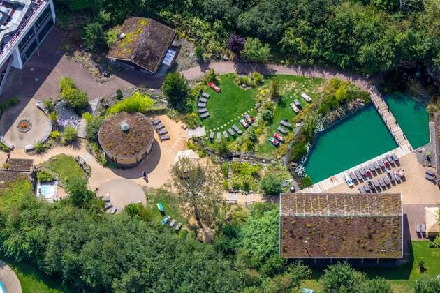 Aerial photo, Swimming in Gevelsberg, Saaunapark, Panorama Sauna, Sauna garden Swimming ox camp, Swimming pool, Gevelsberg, North Rhine-Westphalia, Germany ATTENTIONxMINDESTHONORARx60xEURO