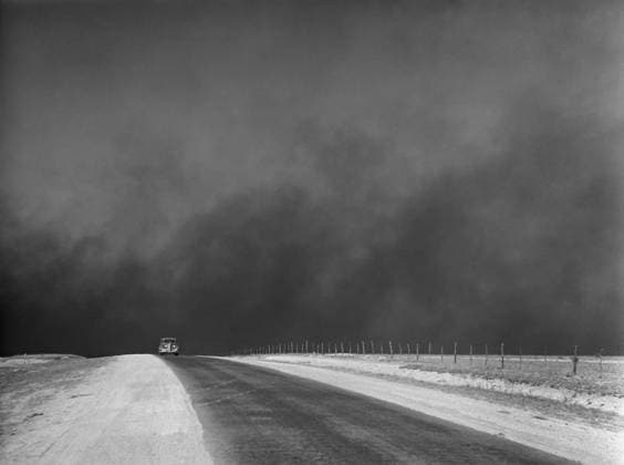 Heavy Black Clouds of Dust Rising over Texas Panhandle, Texas, USA, Arthur Rothstein, Farm Security Administration, March 1936  Copyright: xCircaxImagesx ghi-circa05030
