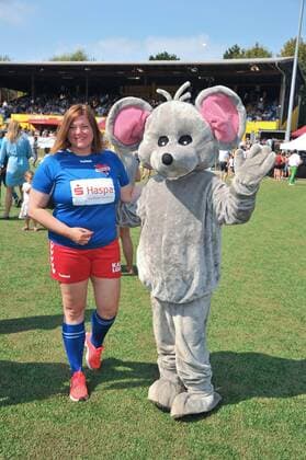 Katharina Fegebank, Hamburgs Second Mayor and Senator Benefit Football match KICKEN WITH HEART, the duel between celebrities and doctors for a good cause in the Hoheluft stadium SC Victoria Hamburg Hamburg, 25 08 2019 Please caption IMAGO Michael Wigglesworth