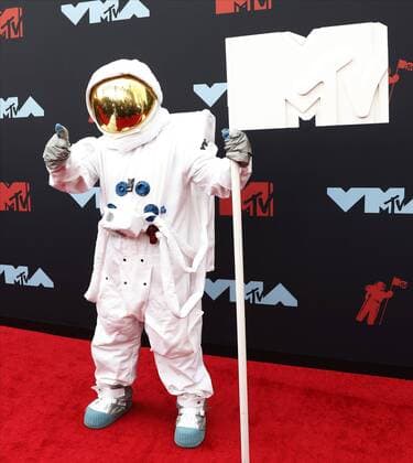 A person dressed in the MTV Moonman costume rrives on the red carpet at the 36th annual MTV Video Music Awards at the Prudential Center in Newark, NJ on Monday, August 26, 2019.  NJP20190826104 JOHNxANGELILLO