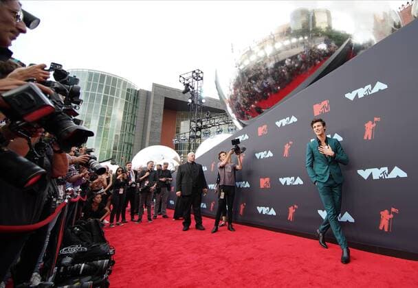 Shawn Mendes arrives on the red carpet at the 36th annual MTV Video Music Awards at the Prudential Center in Newark, NJ on Monday, August 26, 2019.  NJP201908261164 JOHNxANGELILLO