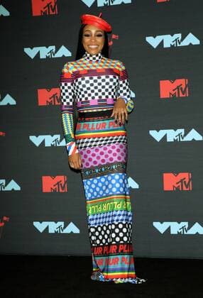 Monica Denise Brown poses for photos in the press room during the 36th annual MTV Video Music Awards at the Prudential Center in Newark, NJ on Monday, August 26, 2019.  NJP20190826314 MONIKAxGRAFF