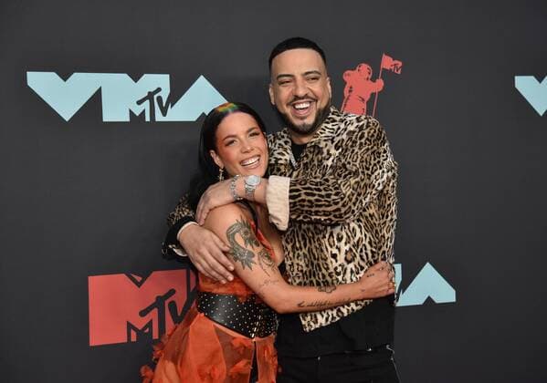 Halsey and French Montana arrive on the red carpet at the 36th annual MTV Video Music Awards at the Prudential Center in Newark, NJ on Monday, August 26, 2019.  NJP20190826469 SERENAxXU-NING