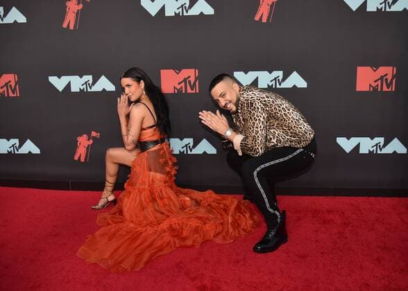 Halsey and French Montana arrive on the red carpet at the 36th annual MTV Video Music Awards at the Prudential Center in Newark, NJ on Monday, August 26, 2019.  NJP20190826470 SERENAxXU-NING