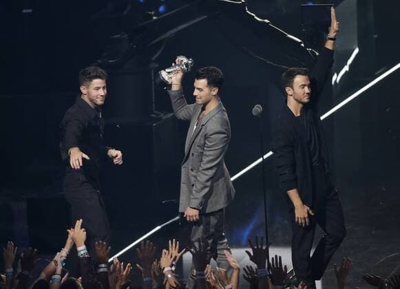 Jonas Brothers perform at the 36th annual MTV Video Music Awards at the Prudential Center in Newark, NJ on Monday, August 26, 2019.  NJP20190821010 JOHNxANGELILLO
