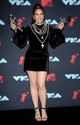 Rosalia holds her awards as she pose for photos in the press room during the 36th annual MTV Video Music Awards at the Prudential Center in Newark, NJ on Monday, August 26, 2019.  NJP20190826334 MONIKAxGRAFF
