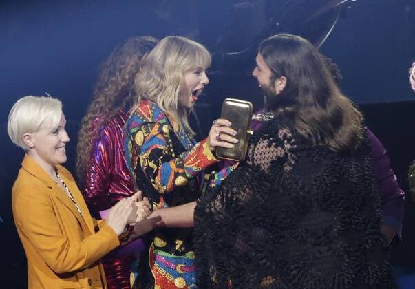 Taylor Swift reacts after winning an award at the 36th annual MTV Video Music Awards at the Prudential Center in Newark, NJ on Monday, August 26, 2019.  NJP201908261049 JOHNxANGELILLO